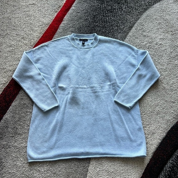 Eileen Fisher Light Blue Organic Cotton Pullover Sweater - Picture 1 of 6